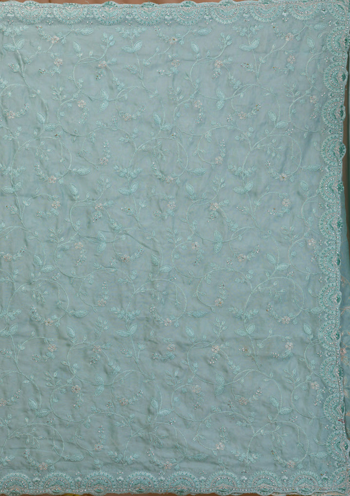 Sea Green Stonework Net Saree