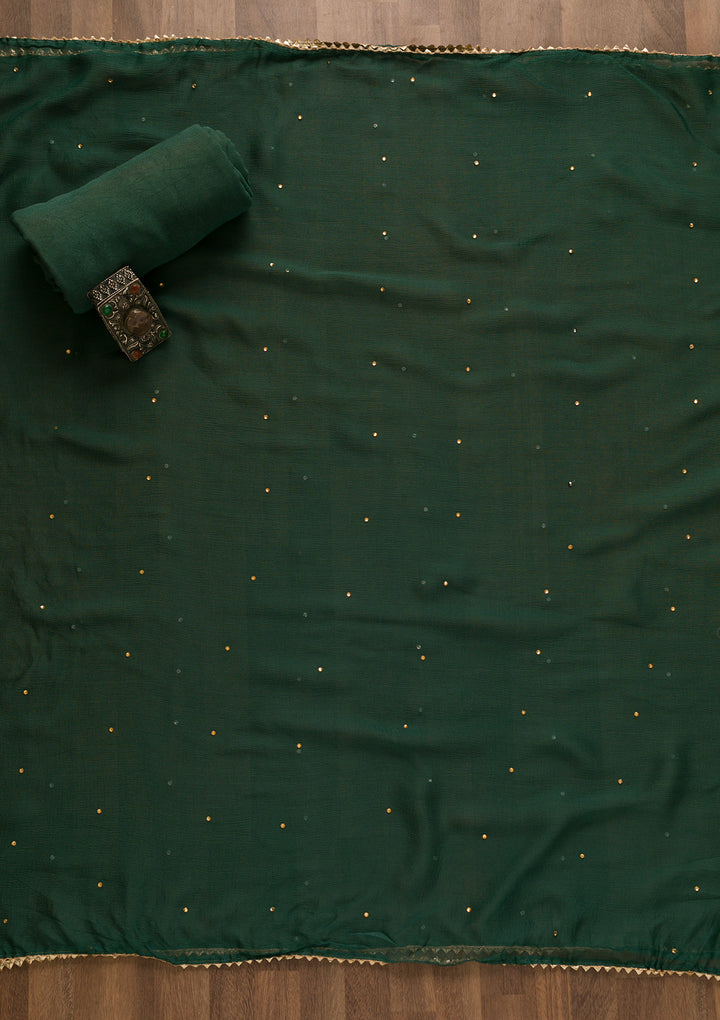Sea Green Stonework Crepe Unstitched Salwar Suit