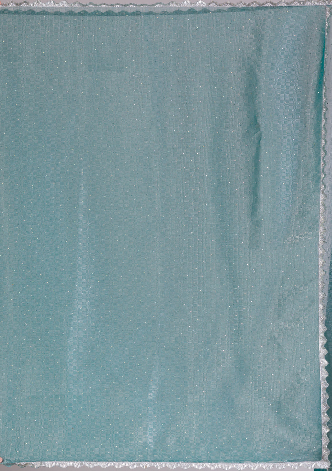 Sea Green Stonework Organza Saree