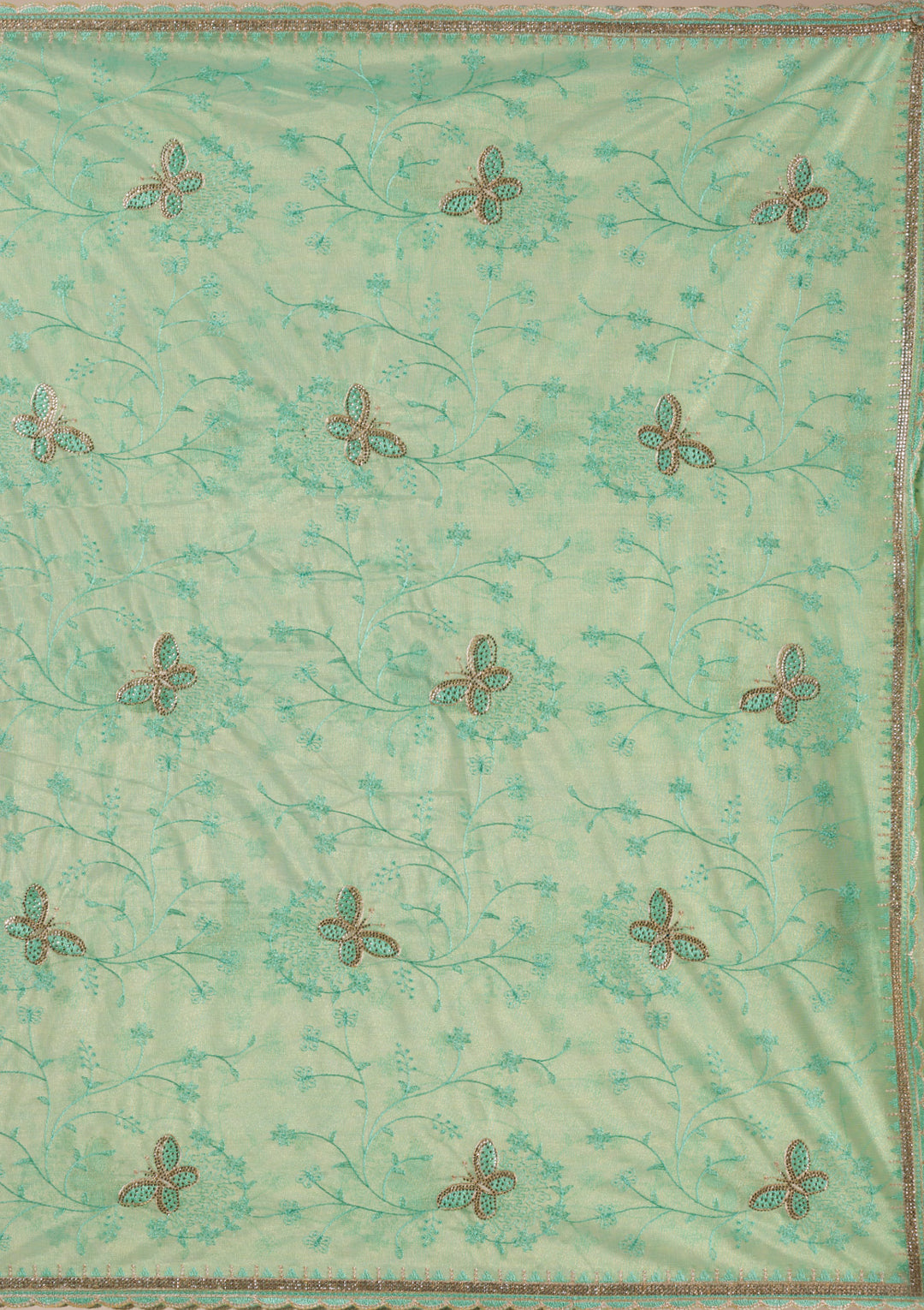 Sea Green Stonework Tissue Saree