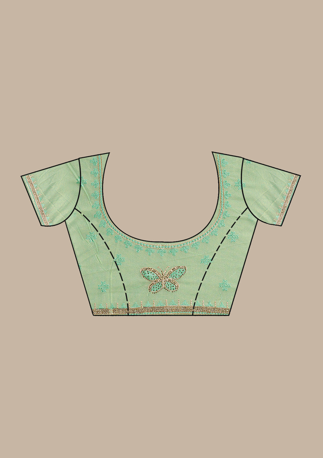 Sea Green Stonework Tissue Saree