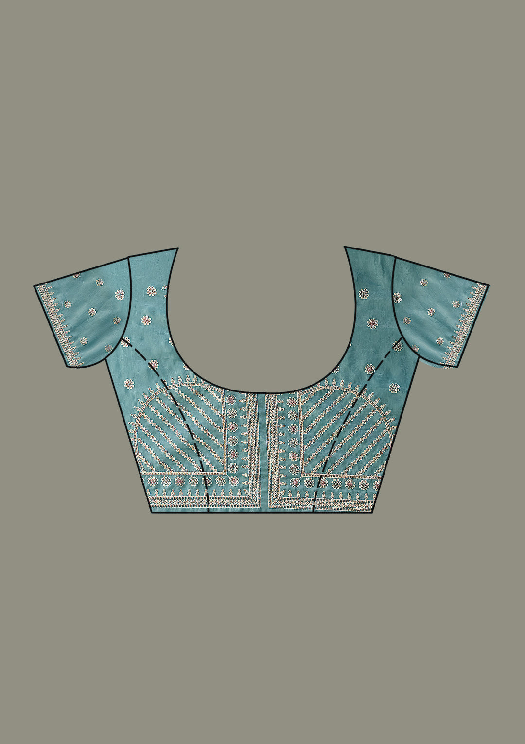 Sea Green Stonework Tissue Saree