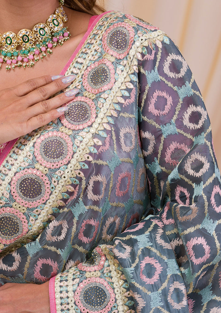 Sea Green Swarovski Chiffon Saree
