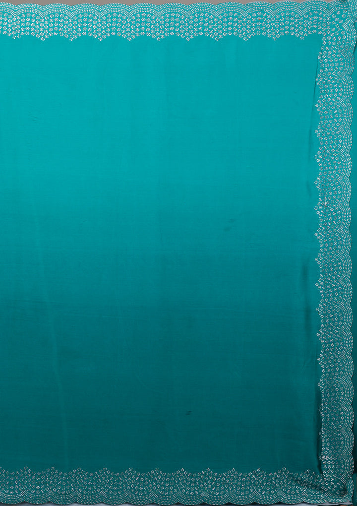 Sea Green Swarovski Satin Saree