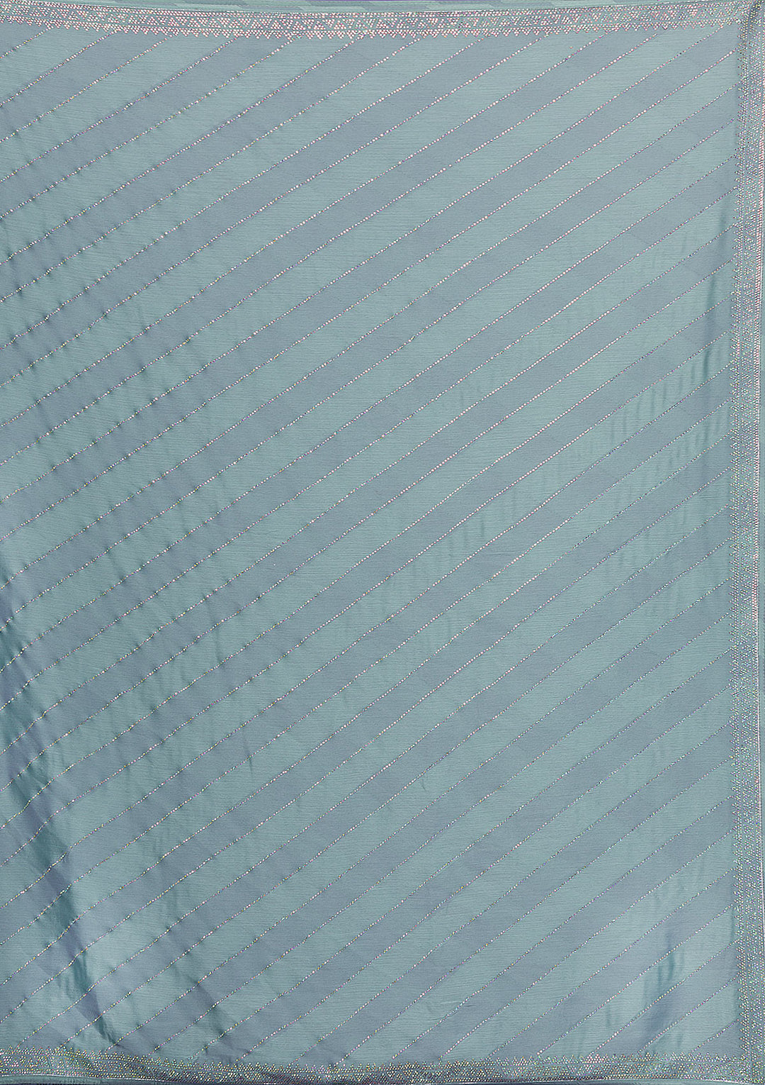 Sky Blue Swarovski Semi Crepe Designer Saree