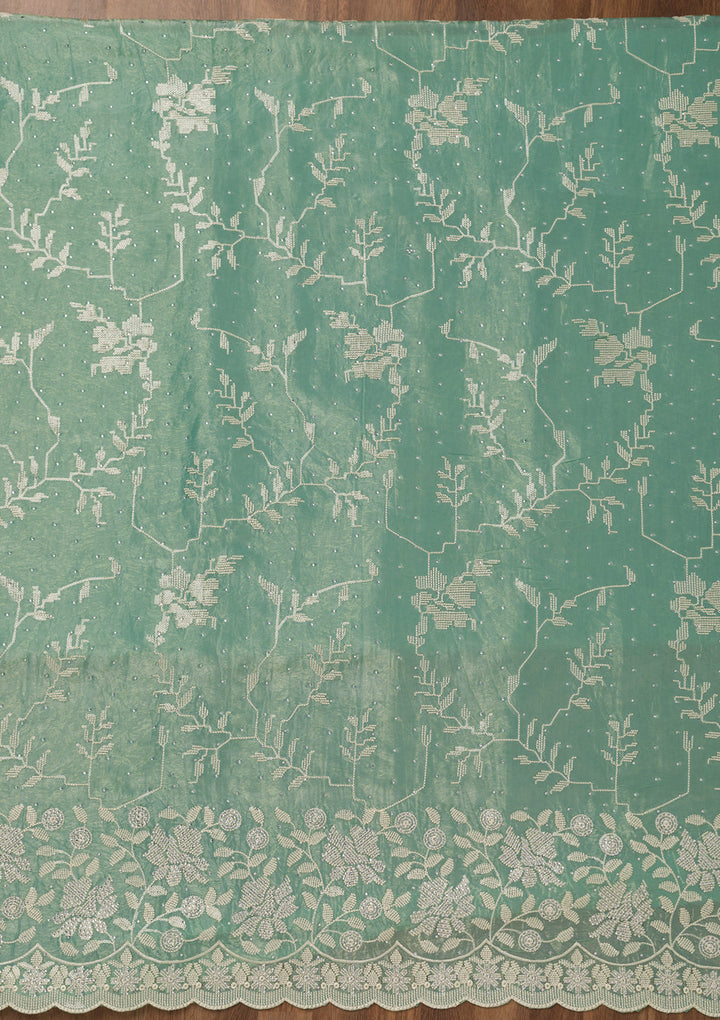 Sea Green Threadwork Shimmer Unstitched Salwar Suit