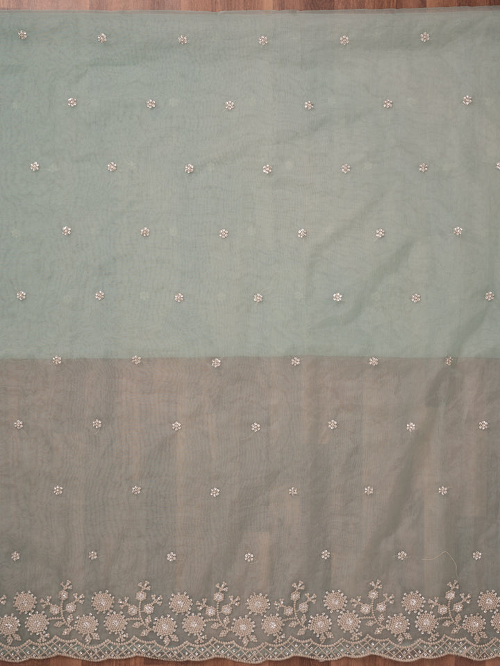 Sea Green Threadwork Tissue Unstitched Salwar Suit