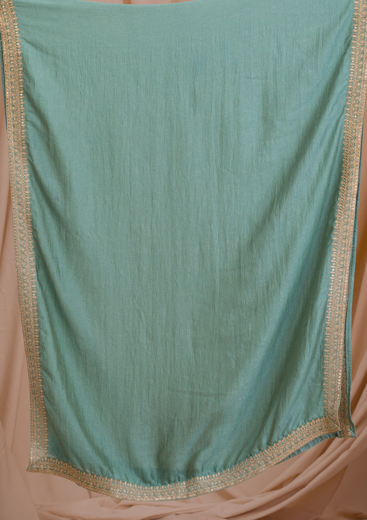 Sea Green Zariwork Art Silk Readymade Salwar Suit