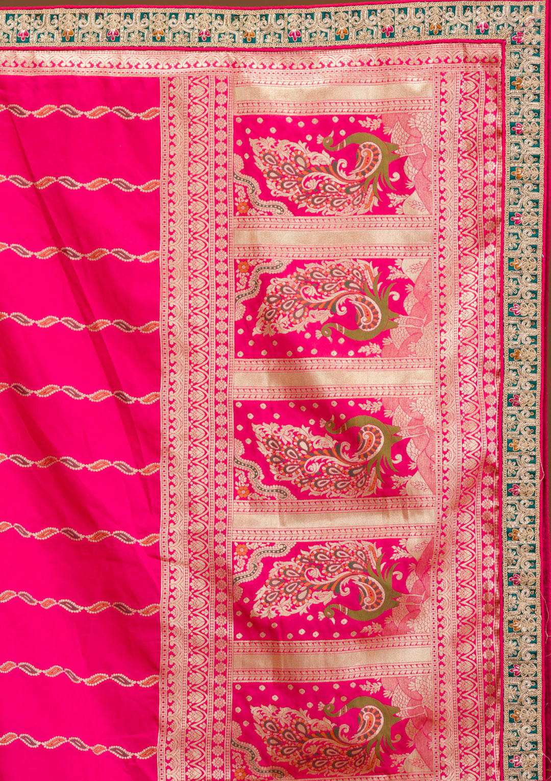 Sea Green Zariwork Banarasi Semi Stitched Lehenga