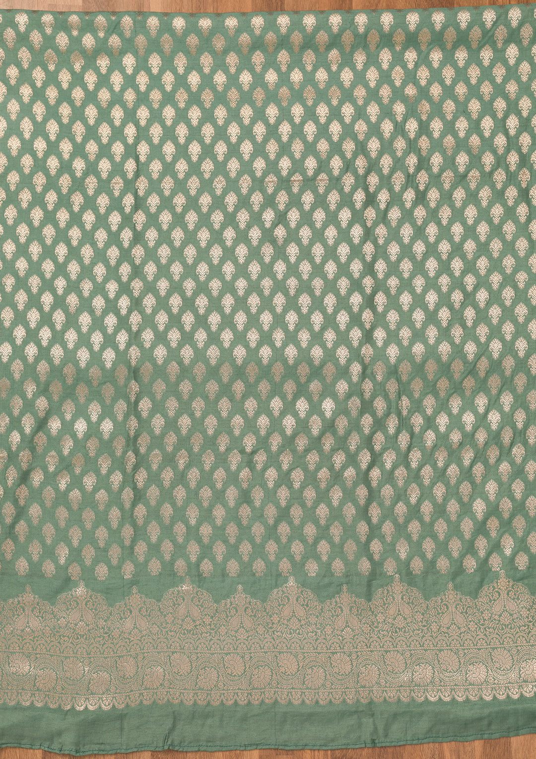 Sea Green Zariwork Banarasi Unstitched Salwar Suit