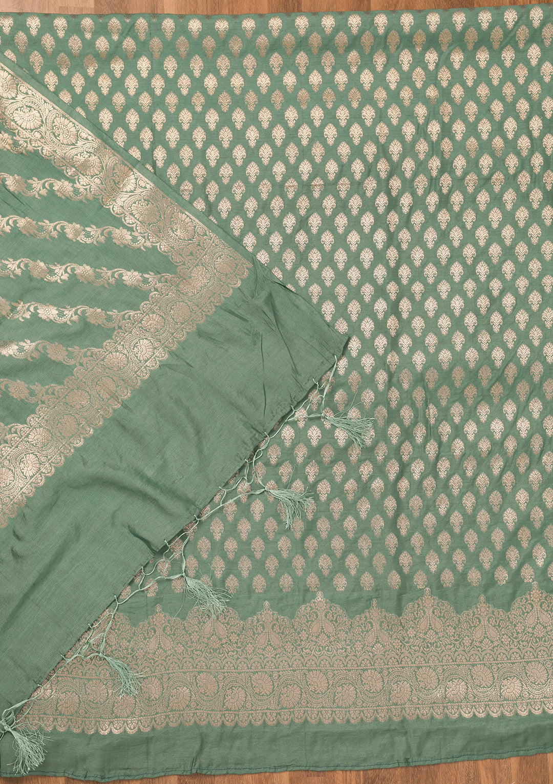 Sea Green Zariwork Banarasi Unstitched Salwar Suit