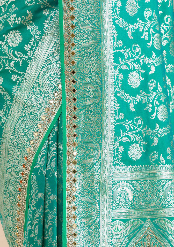 Sea Green Zariwork Banarasi Silk Saree