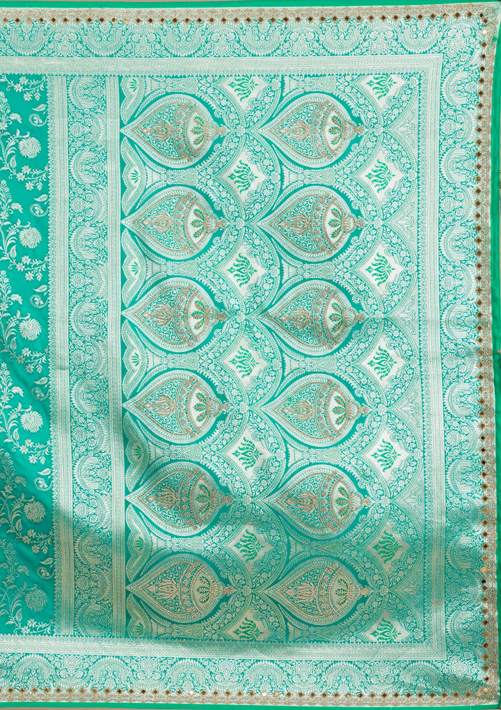 Sea Green Zariwork Banarasi Silk Saree