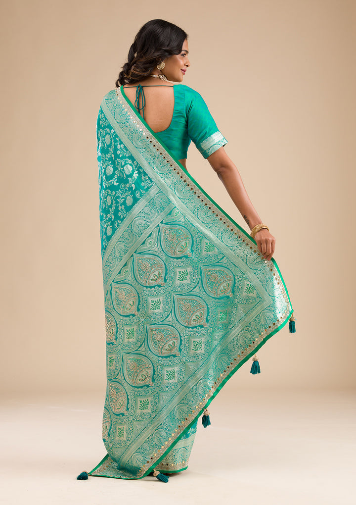 Sea Green Zariwork Banarasi Silk Saree