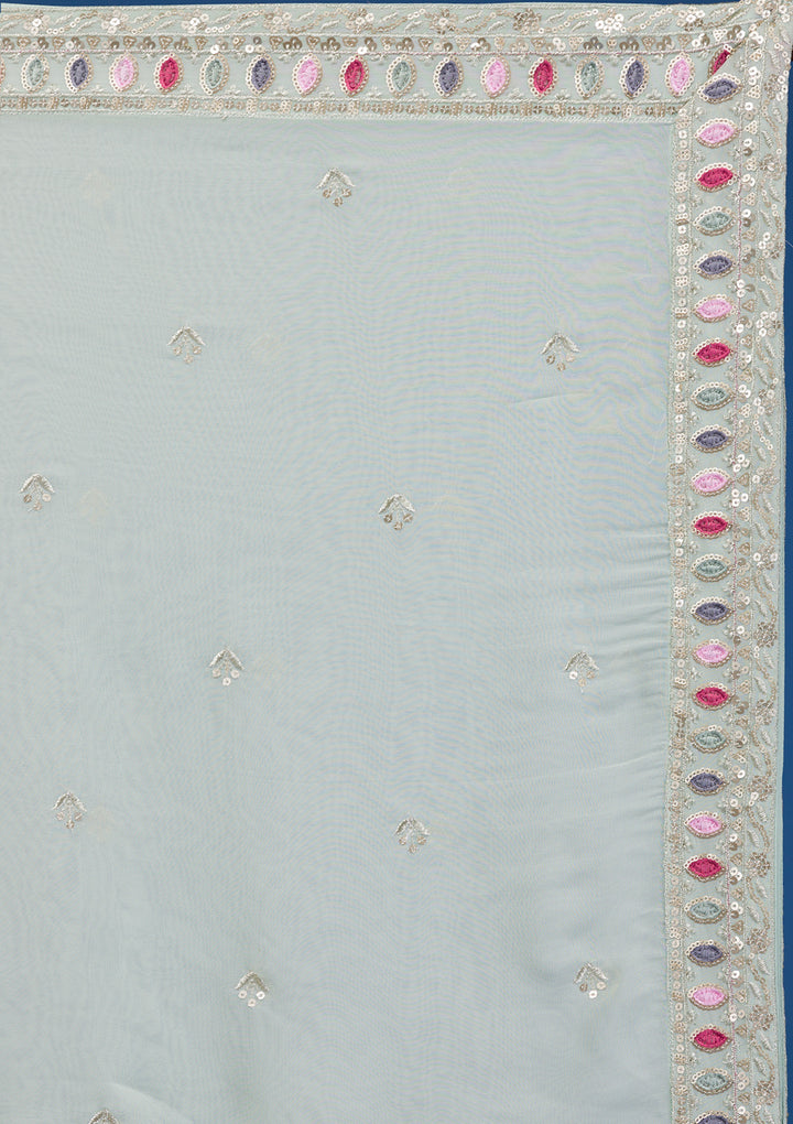 Sea Green Zariwork Georgette Readymade Lehenga