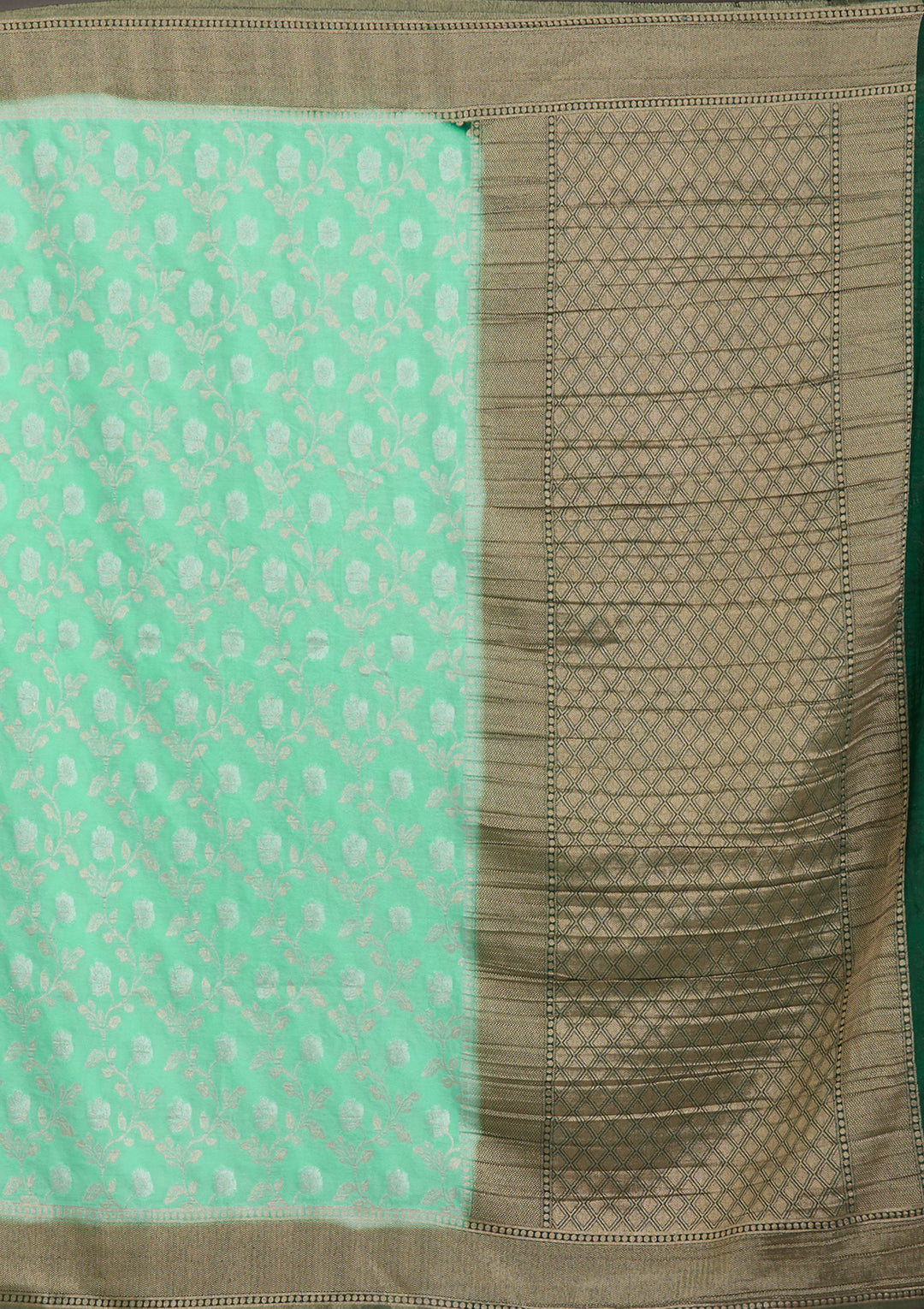 Sea Green Zariwork Georgette Saree