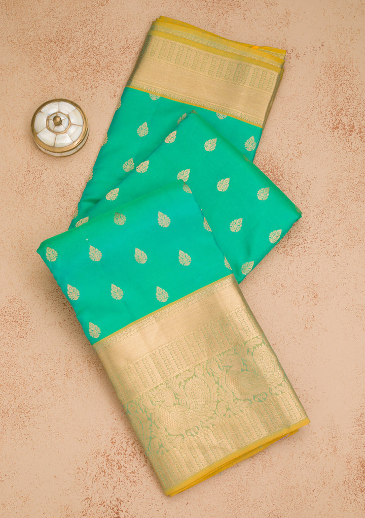 Sea Green Zariwork Banarasi Pure Silk Saree