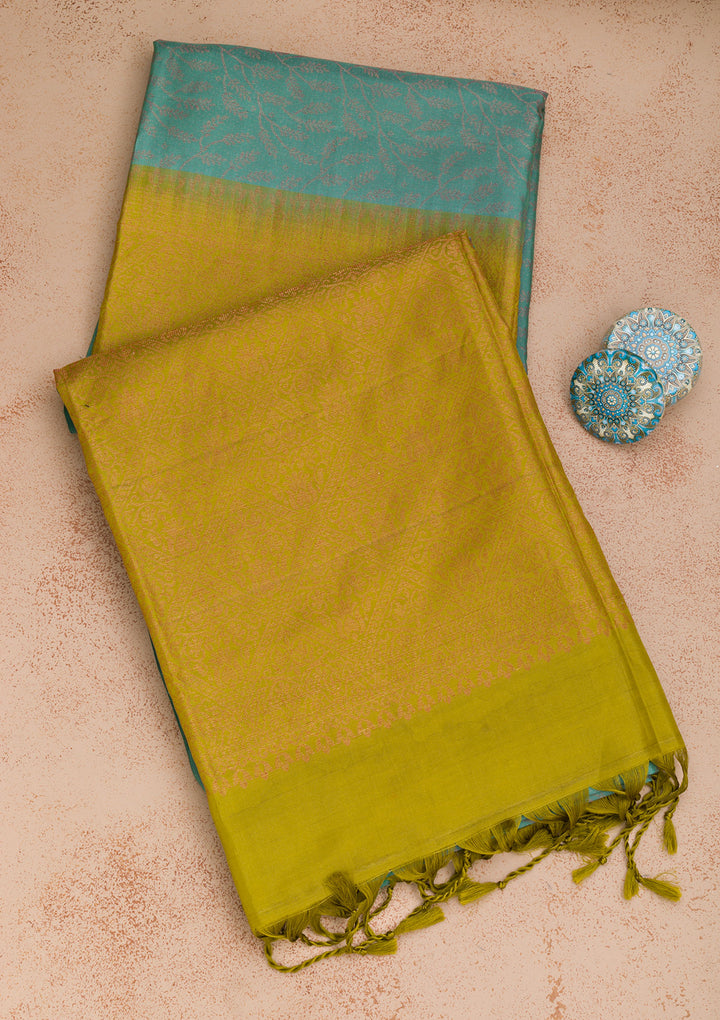 Sea Green Zariwork Pure Silk Saree