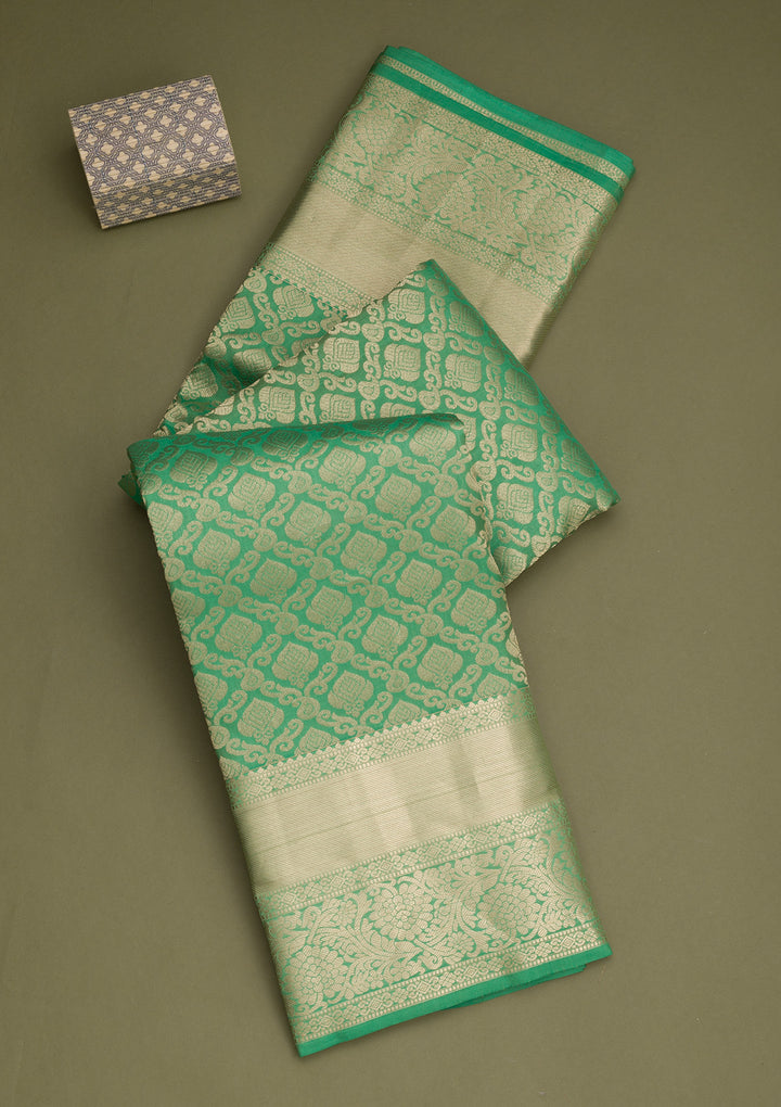 Sea Green Zariwork Banarasi Pure Silk Saree