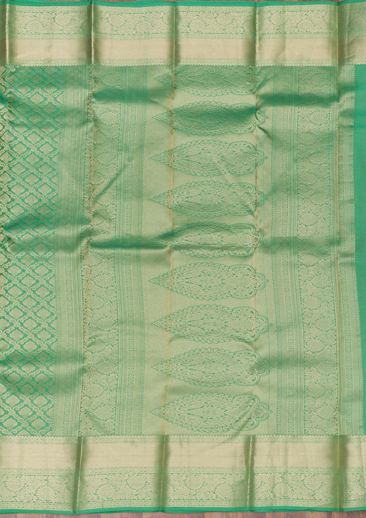 Sea Green Zariwork Banarasi Pure Silk Saree