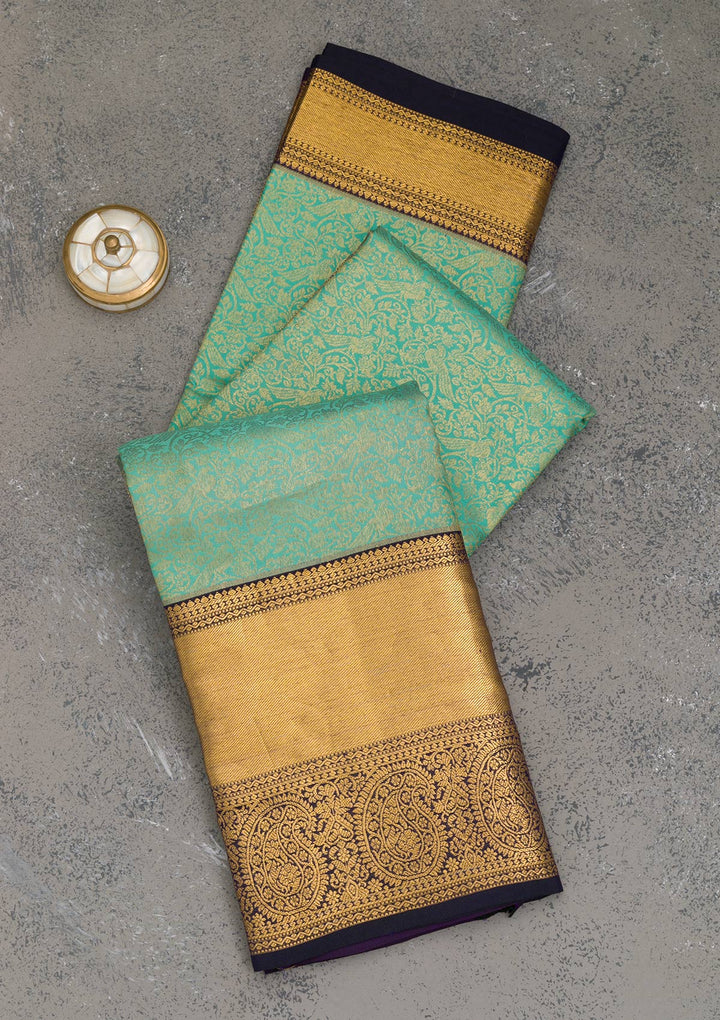 Sea Green Zariwork Kanjivaram Pure Silk Saree