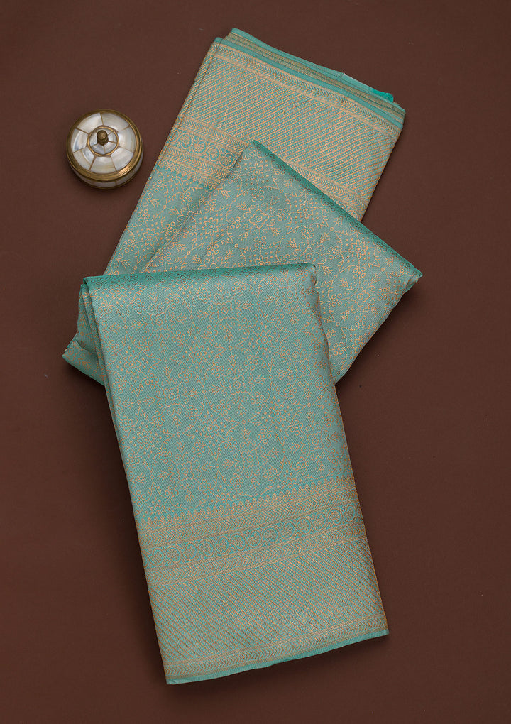 Sea Green Zariwork Pure Silk Saree