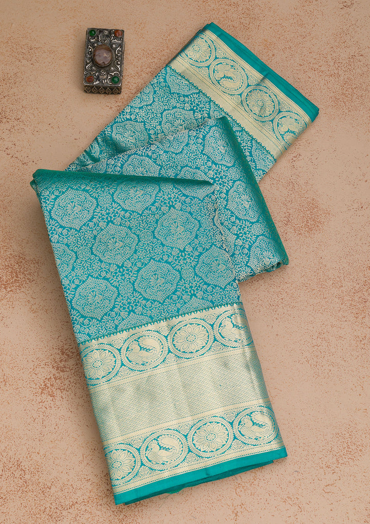 Sea Green Zariwork Banarasi Pure Silk Saree