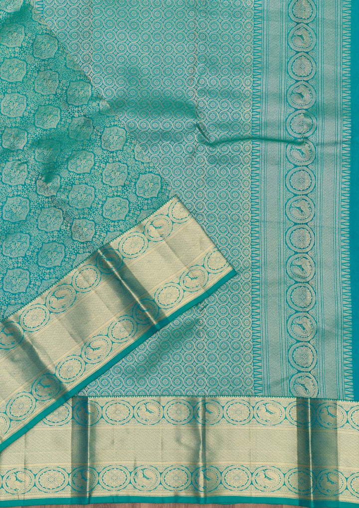 Sea Green Zariwork Banarasi Pure Silk Saree
