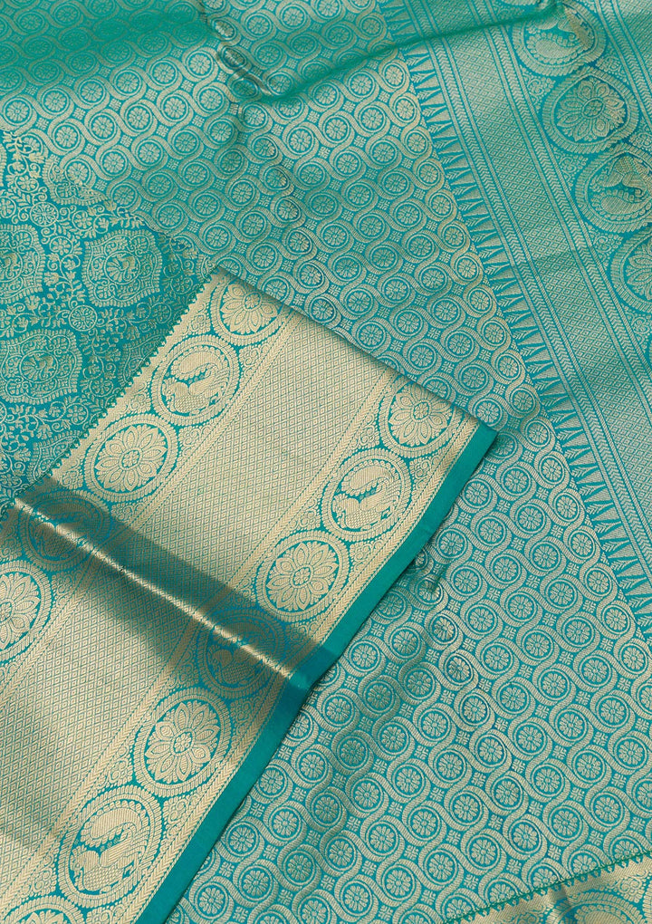 Sea Green Zariwork Banarasi Pure Silk Saree