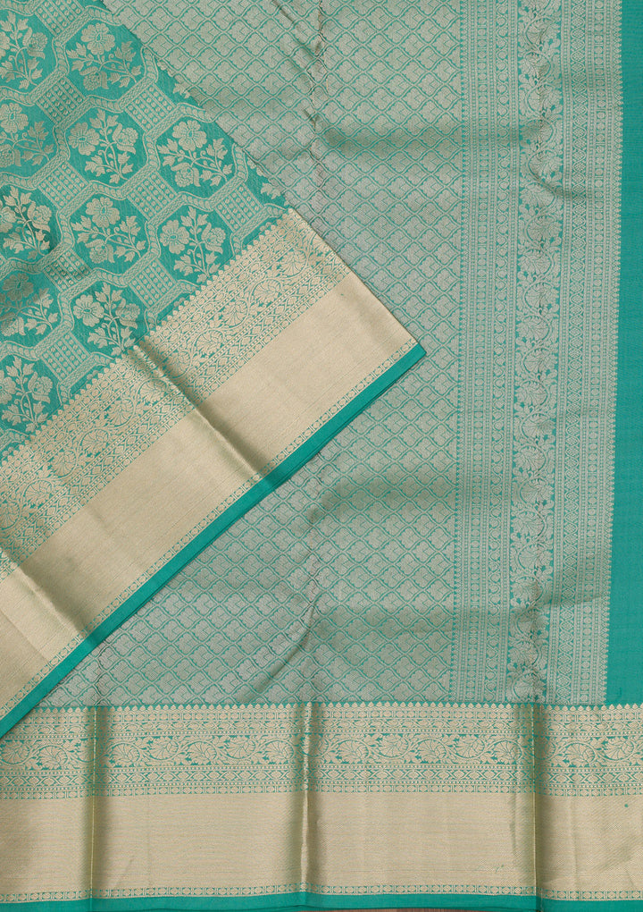 Sea Green Zariwork Pure Silk Saree