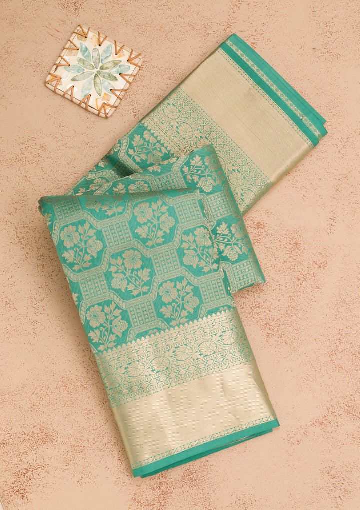 Sea Green Zariwork Pure Silk Saree