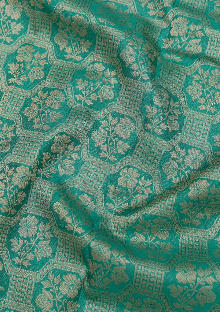 Sea Green Zariwork Pure Silk Saree