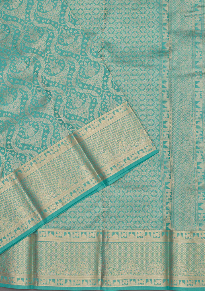 Sea Green Zariwork Pure Silk Saree