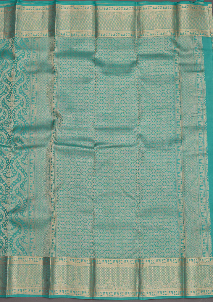 Sea Green Zariwork Pure Silk Saree