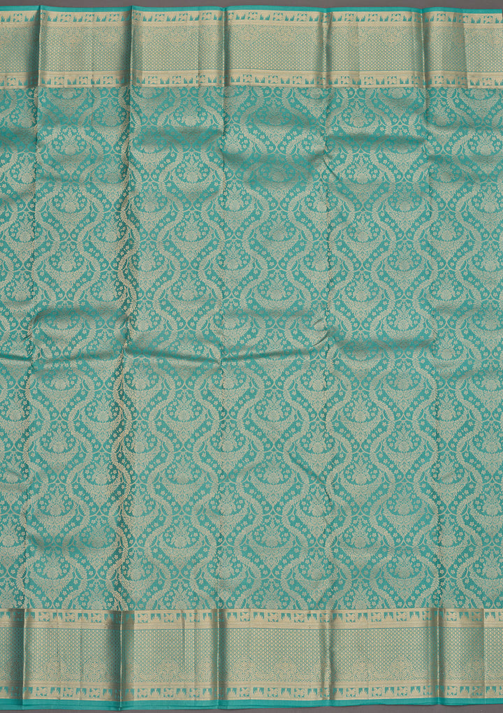 Sea Green Zariwork Pure Silk Saree