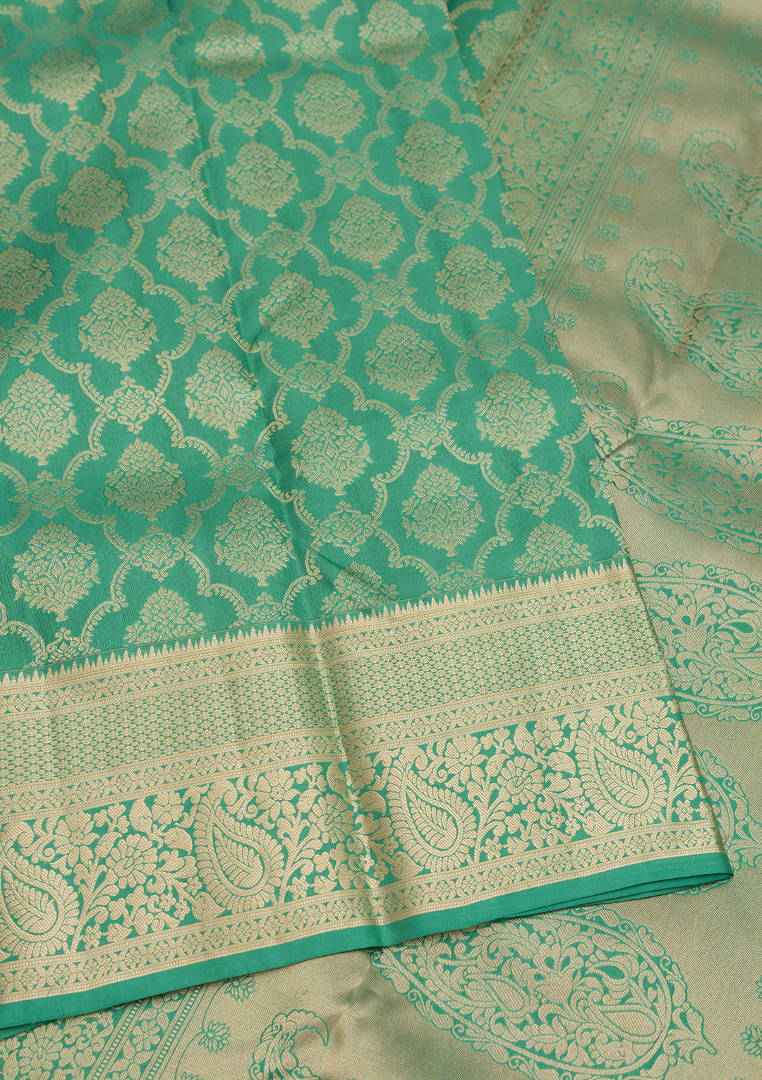 Sea Green Zariwork Pure Silk Saree