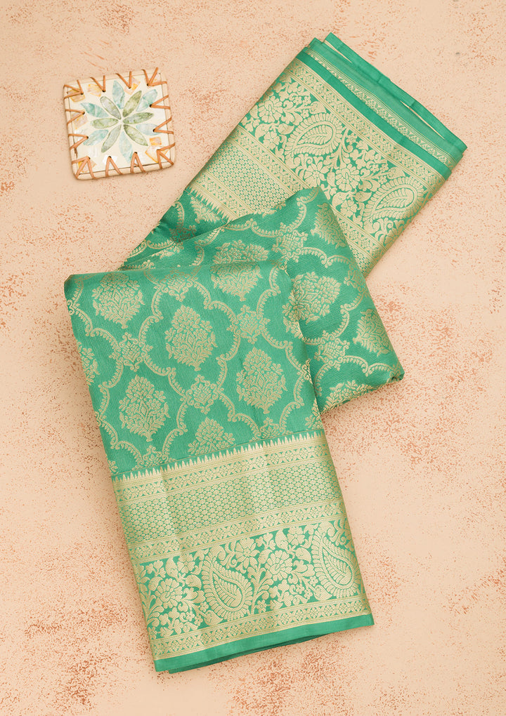 Sea Green Zariwork Pure Silk Saree