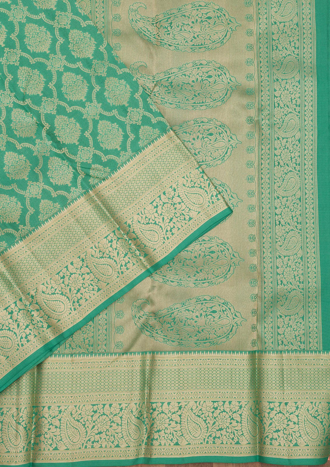 Sea Green Zariwork Pure Silk Saree