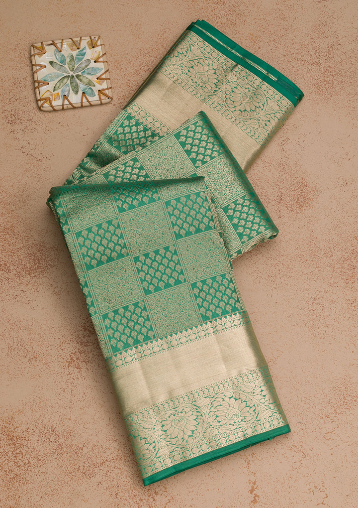 Sea Green Zariwork Pure Silk Saree