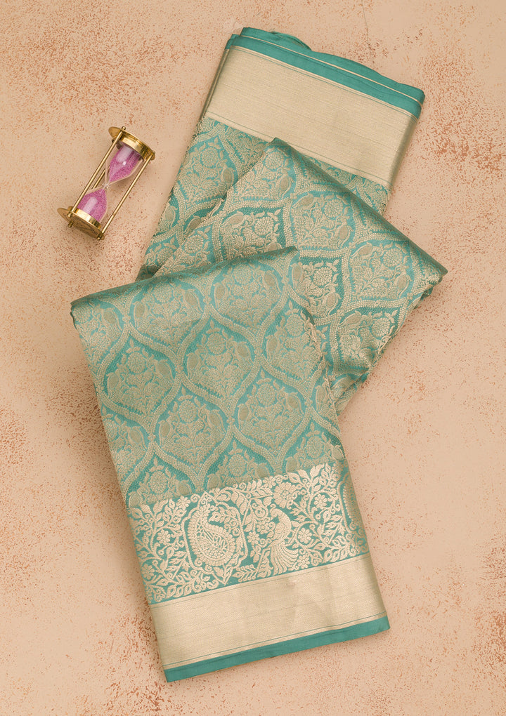 Sea Green Zariwork Banarasi Pure Silk Saree