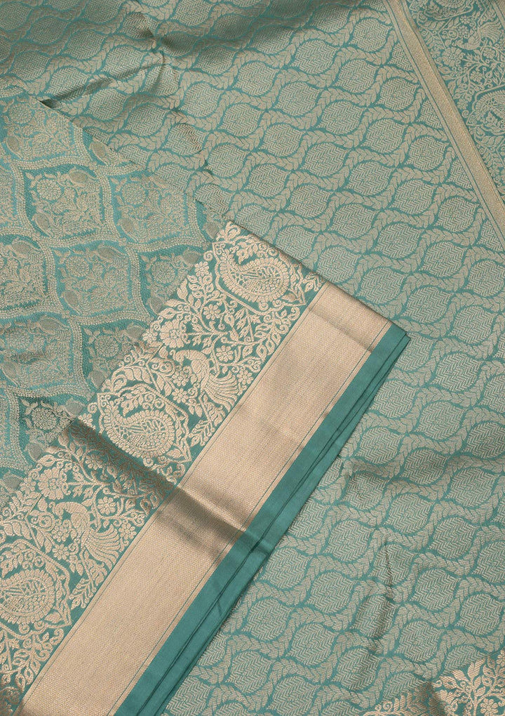Sea Green Zariwork Banarasi Pure Silk Saree
