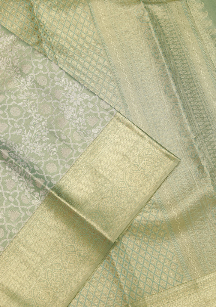 Sea Green Zariwork Kanjivaram Pure Silk Saree