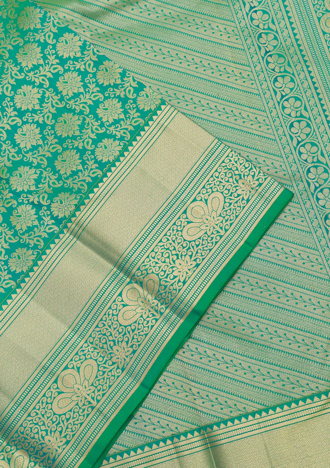Sea Green Zariwork Pure Silk Saree