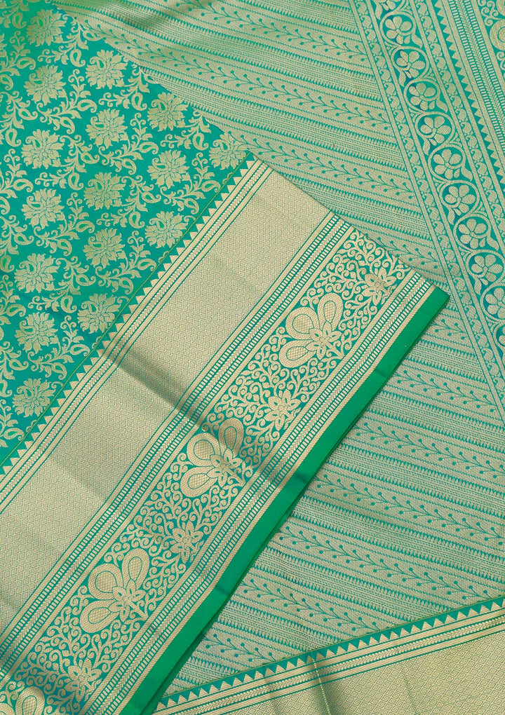 Sea Green Zariwork Pure Silk Saree