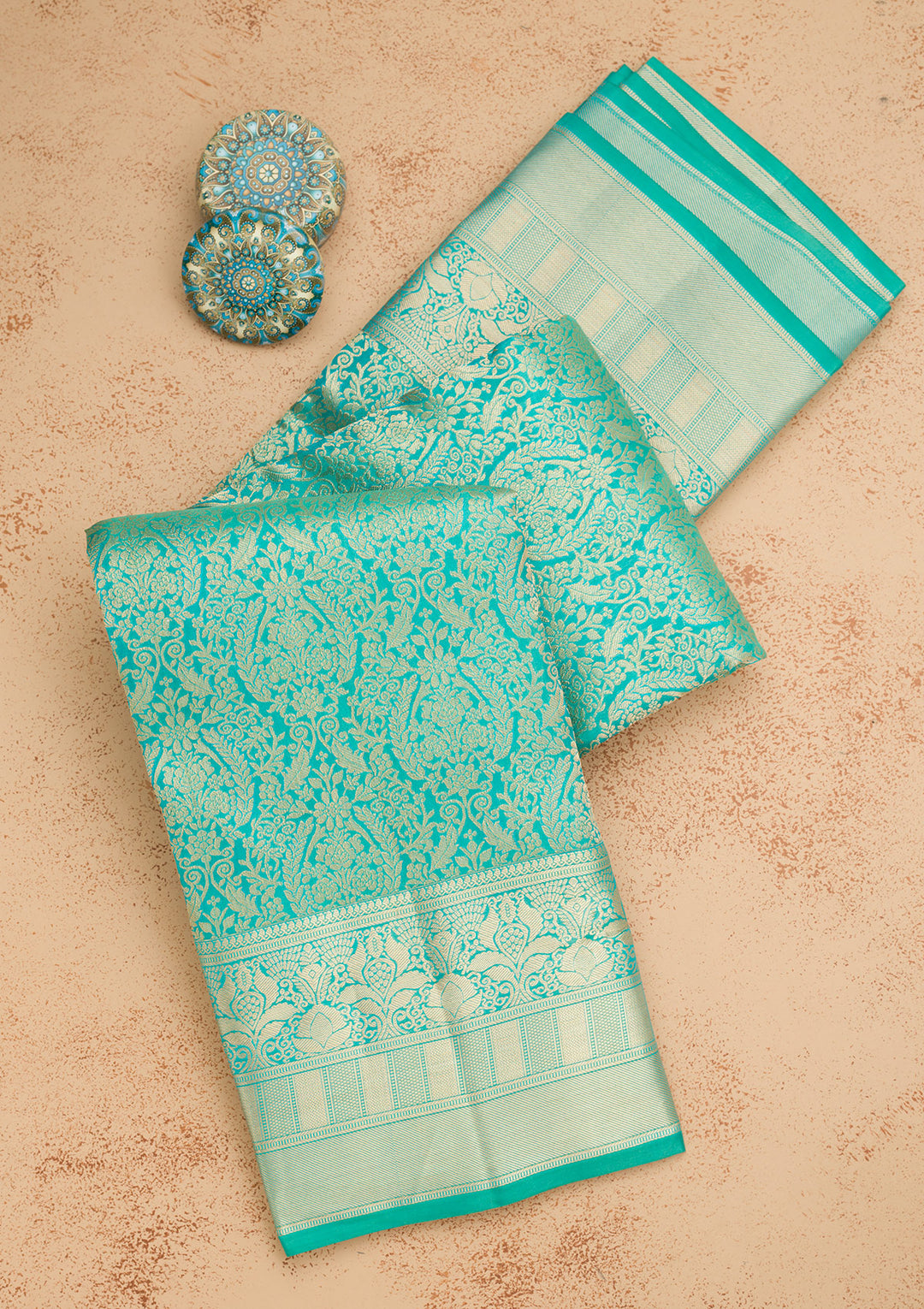 Sea Green Zariwork Pure Silk Saree