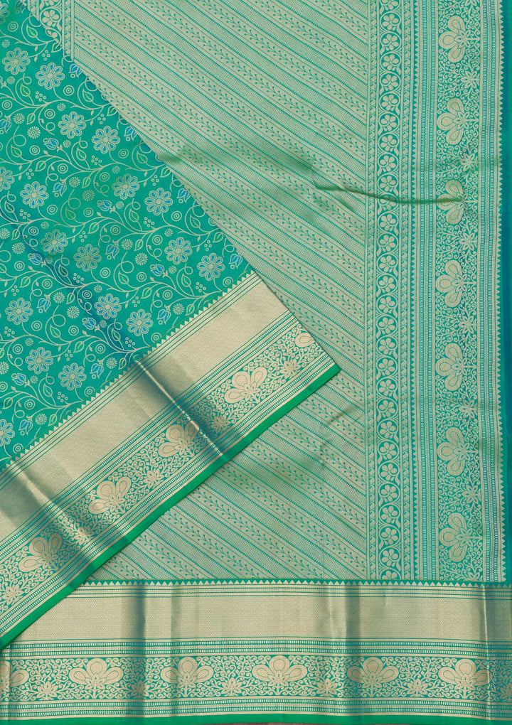 Sea Green Zariwork Pure Silk Saree