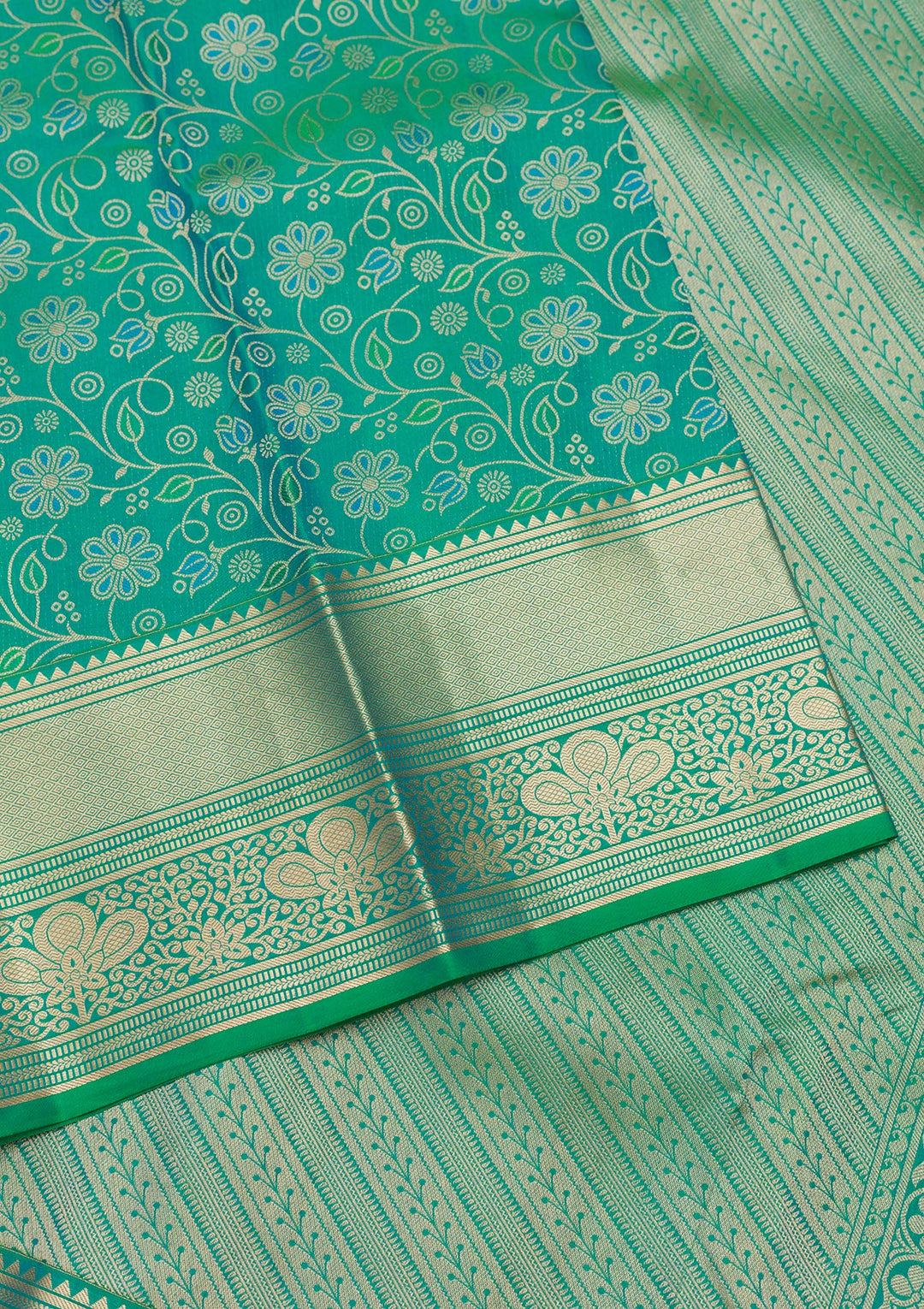 Sea Green Zariwork Pure Silk Saree