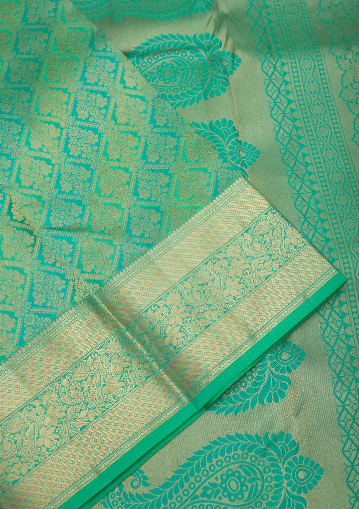 Sea Green Zariwork Pure Silk Saree