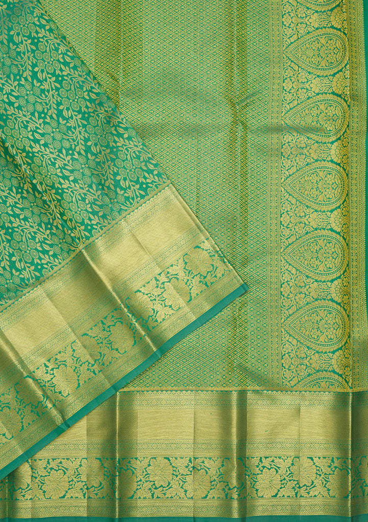 Sea Green Zariwork Pure Silk Saree