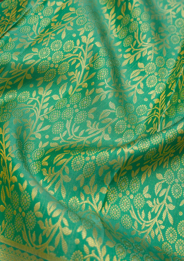 Sea Green Zariwork Pure Silk Saree